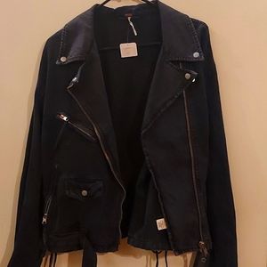 Free people rebel rebel soft-knit moto jacket